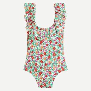 NWT J. Crew Ruffle scoopback one-piece in storybook floral swimsuit size 6